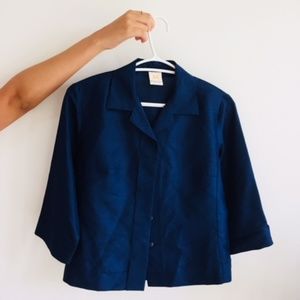 100% Blue Silk Blouse